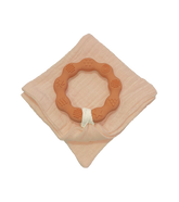 Anneau de dentition terracotta et lange vieux rose